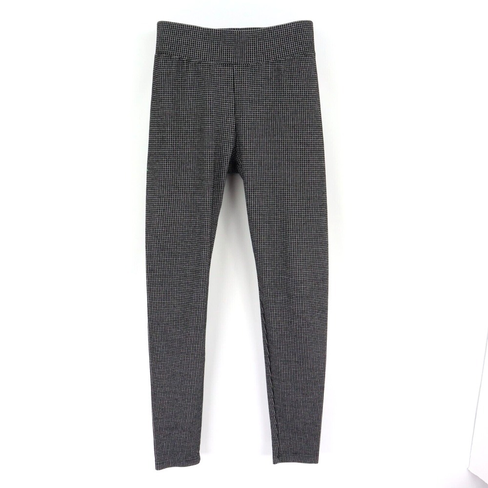 Aeropostale Leggings‎ Mid Rise Womens M Black White Checks Stretch Elastic Waist